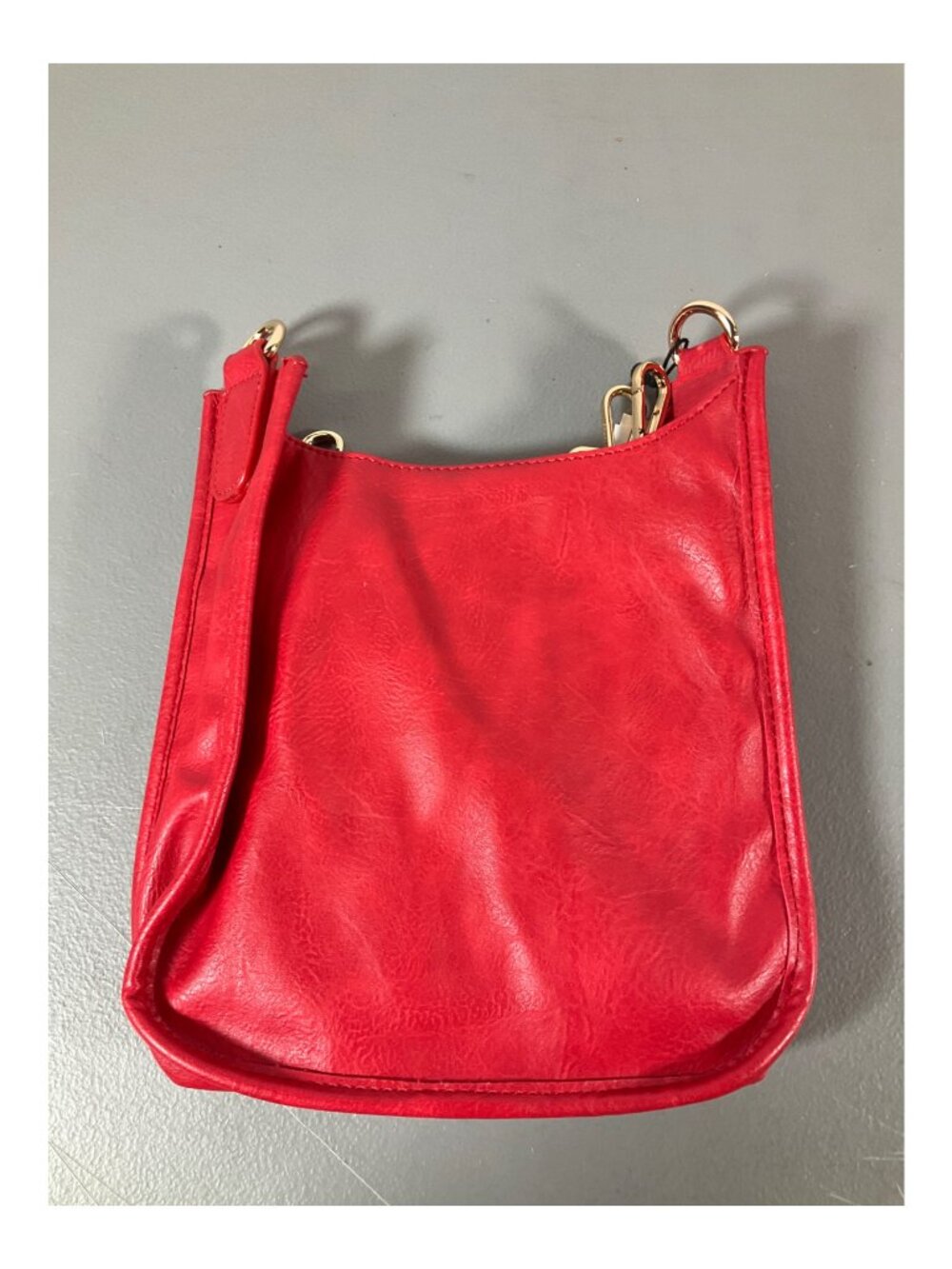 ADORNED Red Faux Leather Crossbody Bag, Medium with Bonus Strap - Unisex